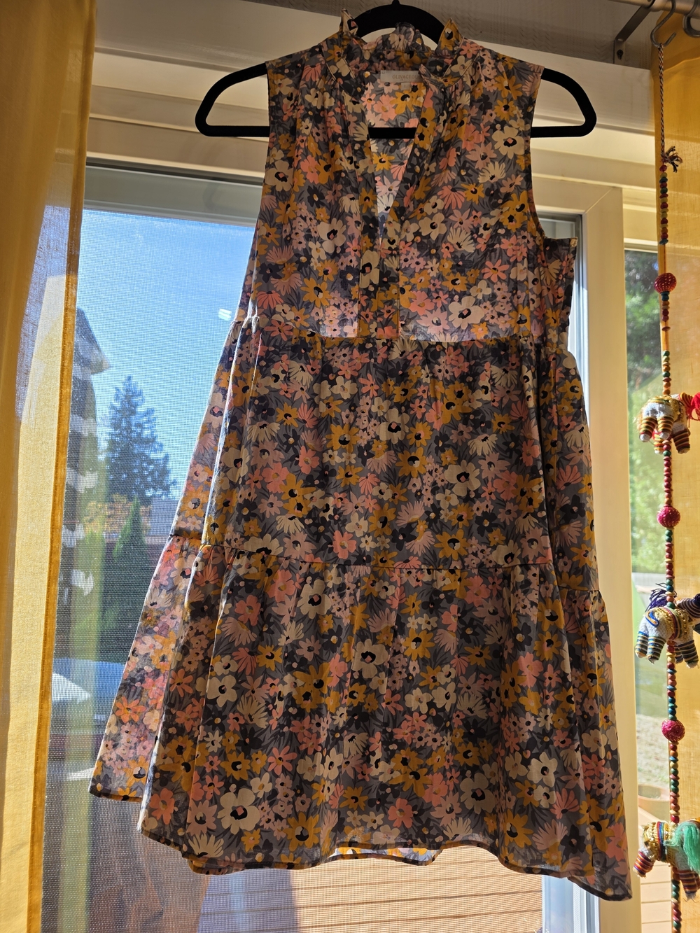 Olivaceous sleeveless tiered mini dress